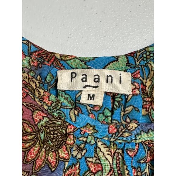 Paani Dress Womens Medium Red Blue‎ Floral Boho Sleeveless Sheer Pockets Beach - Picture 6 of 10